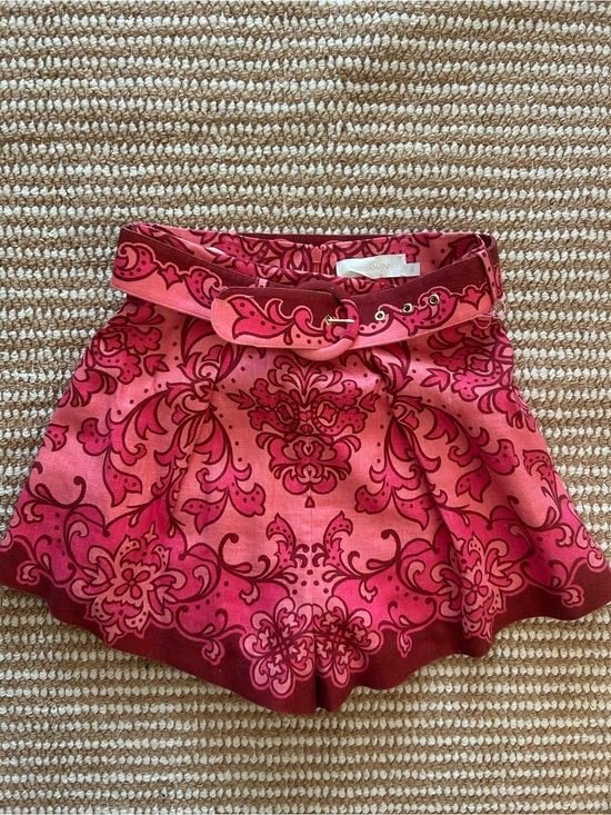 Zimmermann Pants - Zimmermann Pink Paisley High-Waist Shorts with Belt